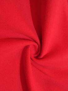 Zolique Women Contrast Furry Trim Casual Overcoat, Everyday Wear Christmas Clothes - Red - View 7