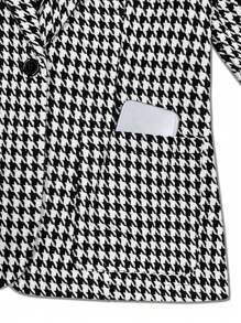 Franclia 女士秋冬缺口领千鸟格纽扣口袋休闲通勤西装外套