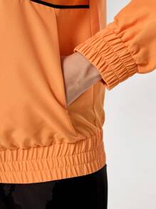 TaskEZ Chaqueta de uniforme para enfermería con cremallera, impresión de rayas y bolsillo, manga larga - Naranja Coral - Ver 7
