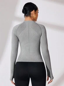 Yoga Basic 运动连帽无袖 T 恤，简约时尚休闲日常健身背心 - 灰色 - 查看 2