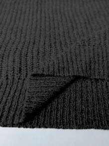 SHEIN LUNE 大码女式休闲撞色拼接落肩宽松罗纹针织套头毛衣，适合冬季和秋季穿着 - 黑色 - 查看 7