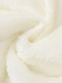 SHEIN Tween Girl Double Breasted Solid Color Fluffy Lined Short Padded Coat, Winter New Style - Apricot - View 7