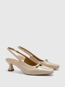 CUCCOO BIZCHIC Women's Square Toe Fashion Everyday Wear High Heel Pumps Spring Shoes Spring Break Easter - Apricot - View 1