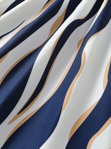 SHEIN Tween Girl Striped Round Neck Cap Sleeve Waist Tie Casual Dress,Holiday,Summer,Travel