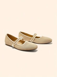 CUCCOO BASICS Chaussures plates élégantes et confortables pour femmes avec garniture bicolore, neuves pour les fêtes de fin d'année
