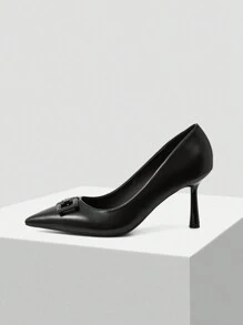 MOTF PREMIUM WOMEN'S BLACK ELEGANT MINIMALIST FASHION POINTED TOE HIGH HEEL PUMPS FOR WINTER, SPRING SHOES, SPRING BREAK EASTER PROM HEELS FOR CHRISTMAS - Black - View 2