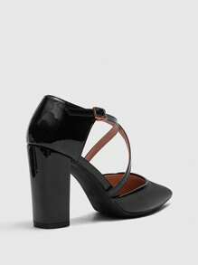 CUCCOO BIZCHIC Elegantes tacones altos de punta negros con un toque navideño y de Año Nuevo para el otoño y el invierno - Negro - Ver 4