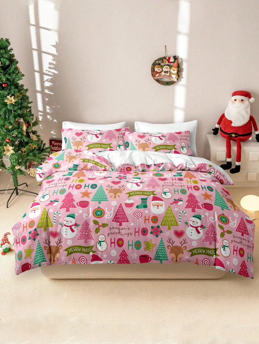 3pcs/Set Christmas Digital Print Duvet Cover Set
