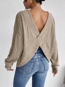 SHEIN Frenchy Women Plain Color Round Neck Long Sleeve Basic T-Shirt, Casual Everyday Wear Sexy Sweatersweater Topelegant Sweaterasymmetrical Sweater Winter