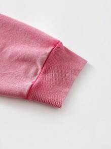 ROMWE MEN Street Life Vintage Washed Loose Fit Men Hoodie (Reinforced Collar, Hem, Shoulder For Durable Shape) - Hot Pink - View 5