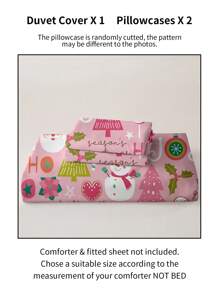 3pcs/Set Christmas Digital Print Duvet Cover Set