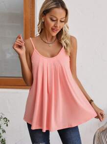 SHEIN LUNE Solid Plicated Detail Cami Top - Watermelon Pink - View 6
