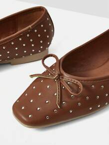 MOTF PREMIUM ROUND TOE RIVET DECORATED COMFORT FLAT SHOES FOR WOMEN