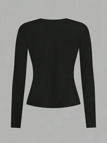 Slaydiva 3pcs/Set Plus Size Women Crew Neck Casual Tight Fit Long Sleeve T-Shirt Set, Suitable For Autumn/Winter