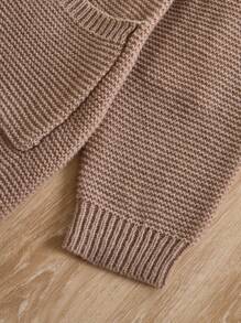 少女口袋纹理针织开衫，秋冬季保暖