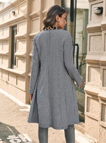 SHEIN Clasi Abrigo de mujer con solapa a cuadros y manga larga