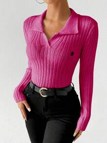 Chiquease 1 chiếc áo len dệt kim dáng ôm thanh lịch dành cho nữ, mặc thường ngày - Màu Hồng Tươi - Xem 6