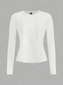 Slaydiva 3pcs/Set Plus Size Women Crew Neck Casual Tight Fit Long Sleeve T-Shirt Set, Suitable For Autumn/Winter