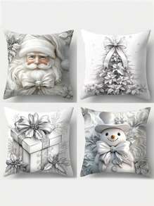 4 món, Đồ trang trí Giáng sinh, Bộ vỏ gối, Ông già Noel ấm áp New Forest, Họa tiết lễ hội màu bạc và trắng có khóa kéo cho phòng khách, , 17,72 X 17,72 inch, Trang trí phòng, Trang trí văn phòng, Trang trí phòng khách, Trang trí ghế sofa, Không có lõi gối, Quà tặng Giáng sinh - Nhiều màu - Xem 2