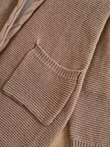 少女口袋纹理针织开衫，秋冬季保暖