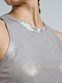 AiiRZ Metallic Sleeveless Tank Top Racerback Form Fitting Club Party Festival Evening Shine Top Glam Night Out Shimmer Party Wear Holiday Season Vest