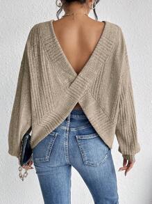 SHEIN Frenchy Women Plain Color Round Neck Long Sleeve Basic T-Shirt, Casual Everyday Wear Sexy Sweatersweater Topelegant Sweaterasymmetrical Sweater Winter