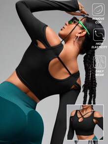 Innovista Sexy Solid Color Breathable Tees Sweatshirt,Workout Gym Daily ,Basic T Shirt,Workout Tops,Y2k,Gym Top,Party,Lady,Music Festival,Going Out Tops,Fall Winter Women Outfit,Black Tees