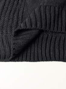 SHEIN LUNE Plus Size Casual Solid Color Drop Shoulder Loose Patchwork Pocket Long Cardigan - Dark Grey - View 8