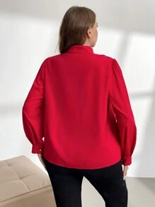 Firerie Áo cánh bất đối xứng thanh lịch cỡ lớn cho người đi làm - Đỏ - Xem 3