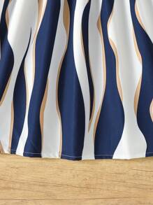 SHEIN Tween Girl Striped Round Neck Cap Sleeve Waist Tie Casual Dress,Holiday,Summer,Travel