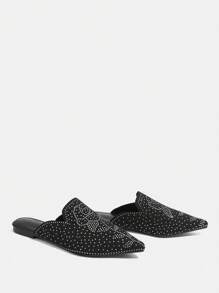 CUCCOO TILAWA Damen Mules mit spitzer Zehenbox und Blumen Muster für Lässig - Schwarz - Übersicht 5