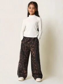 SUMWON 少女舒适修身罗纹长袖漏斗领必备度假T恤 - 白色 - 查看 4