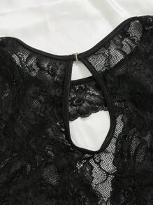 Elegant Sexy Hollow Floral Lace Jumpsuit For Women - Black - View 9