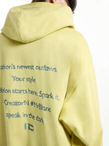 NEON BLANC 男士字母印花宽松连帽针织运动衫 - 芥末黃 - 查看 1