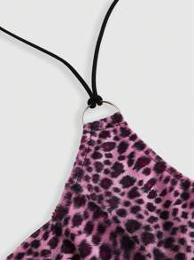 ROMWE J-Fashion 女士豹纹猎豹印花性感星星图案吊带上衣，秋冬 - 粉色 - 查看 3