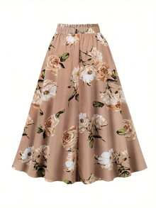 圣诞节和秋季畅销女式中长款松紧腰系带蝴蝶结优雅百搭通勤A字长裙 - 彩色 - 查看 3