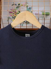 SHEIN Tween Girl Striped Round Neck Cap Sleeve Waist Tie Casual Dress,Holiday,Summer,Travel