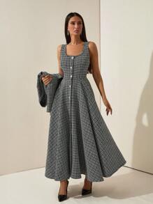 RueChic Ensemble 2 pièces robe et manteau en tweed élégant rétro pour femmes, automne