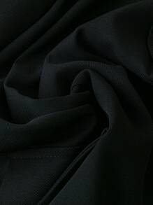 Plus Size Women Lapel Collar Contrast Stitch Single-Breasted Placket Blazer Jacket - Black - View 6
