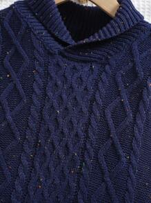 Young Boys Fall Clothes, Kids Fall Clothes, 1pc High Neck Yarned Cable Sweater For Boys Winter Warmth, Vintage Gentlemanly Style Knit Sweater