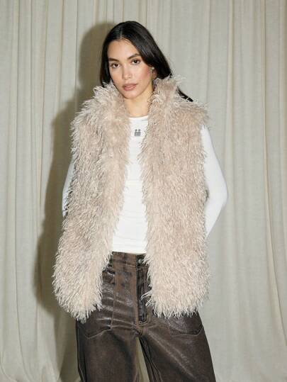 AiiRZ 高級フェイクファー ロングベスト ウィンターファッション