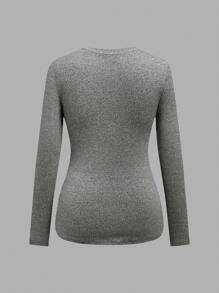 Modmama 3pcs/Set Casual Crew Neck Long Sleeve Slim Fit Maternity T-Shirts