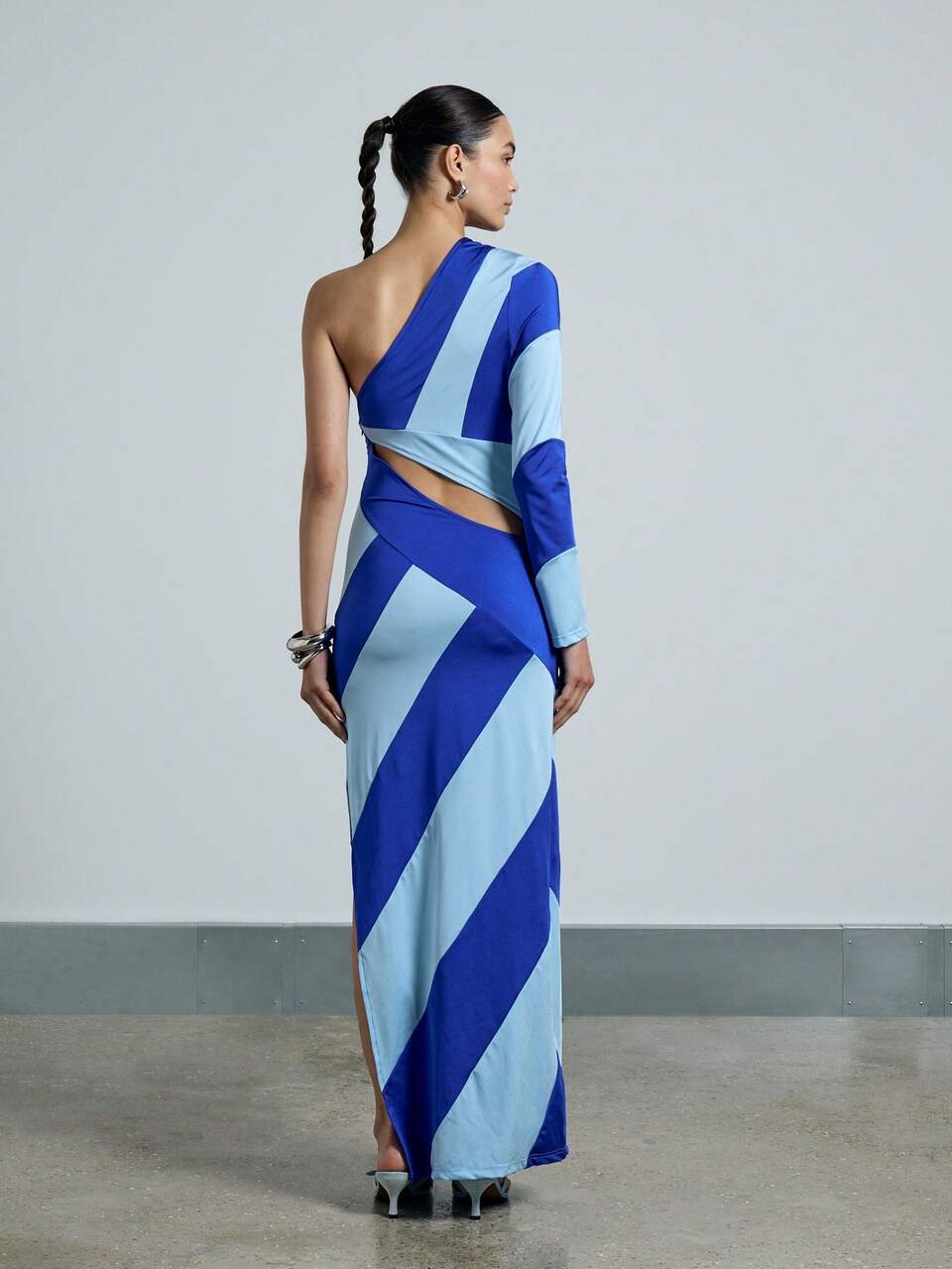 One Shoulder Asymmetric Cut Out Maxi Dress