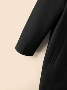 Baby Girl Warm Cute Versatile Lapel Mid-Length Coat, Autumn/Winter - Black - View 5