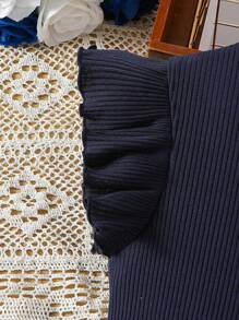 SHEIN Tween Girl Striped Round Neck Cap Sleeve Waist Tie Casual Dress,Holiday,Summer,Travel