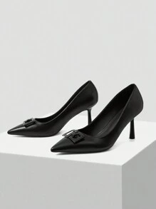 MOTF PREMIUM WOMEN'S BLACK ELEGANT MINIMALIST FASHION POINTED TOE HIGH HEEL PUMPS FOR WINTER, SPRING SHOES, SPRING BREAK EASTER PROM HEELS FOR CHRISTMAS - Black - View 4