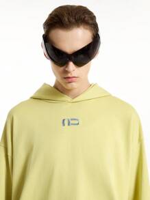 NEON BLANC 男士字母印花宽松连帽针织运动衫 - 芥末黃 - 查看 4