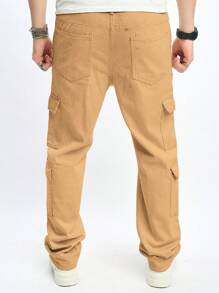 Chillumni Quần Jeans Denim Dáng Rộng Nhiều Túi Cho Nam - Màu Khaki - Xem 2