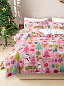 3pcs/Set Christmas Digital Print Duvet Cover Set