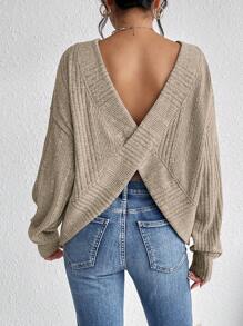 SHEIN Frenchy Women Plain Color Round Neck Long Sleeve Basic T-Shirt, Casual Everyday Wear Sexy Sweatersweater Topelegant Sweaterasymmetrical Sweater Winter